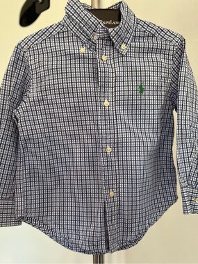 Ralph Lauren Boys' Blue Plaid Button-Down Shirt size 2t